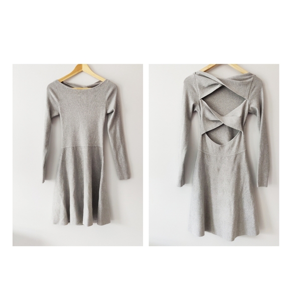 Club Monaco Grey Knit Dress with Twist Back - Picture 1 of 8